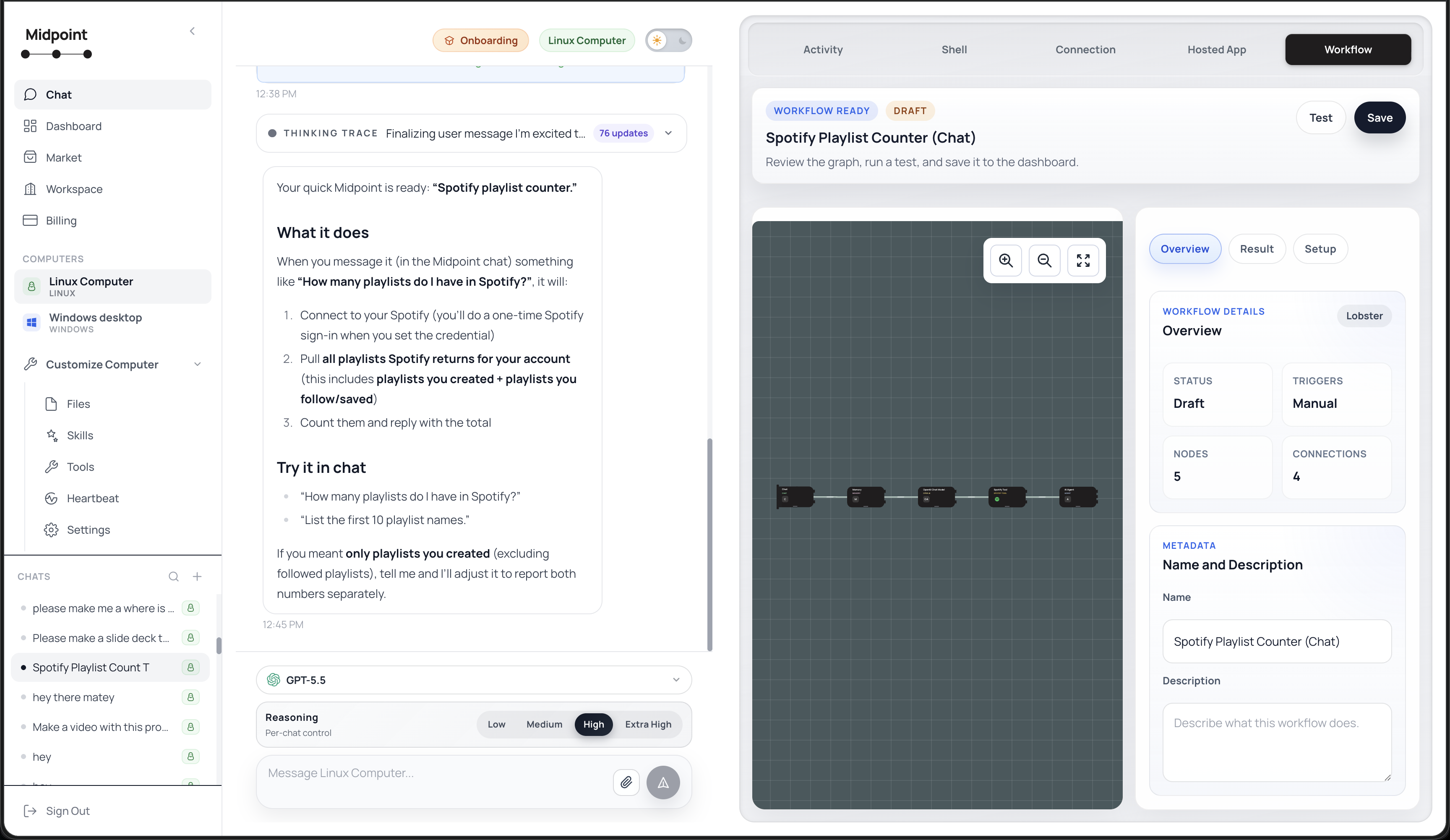 Midpoint workflow builder product screen